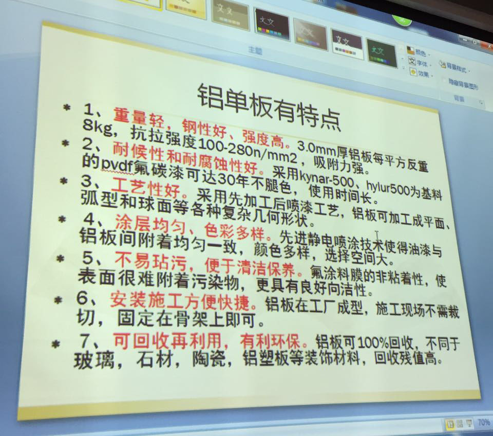 鋁單板廠家產(chǎn)品知識專題分享課